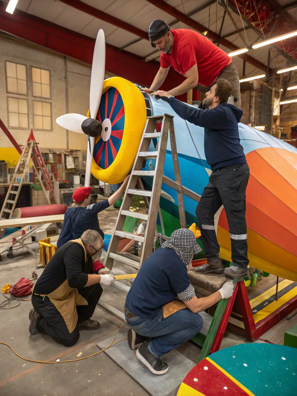 A vibrant image of a group of artists participating in a book-making workshop, showcasing the hands-on creative process and collaborative spirit of BOOKS ARE MUTE.