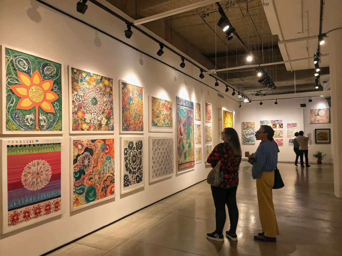 A photograph capturing a community art exhibition featuring visual art installations and artists' books, highlighting the impact of the program on local stories and cultural heritage.