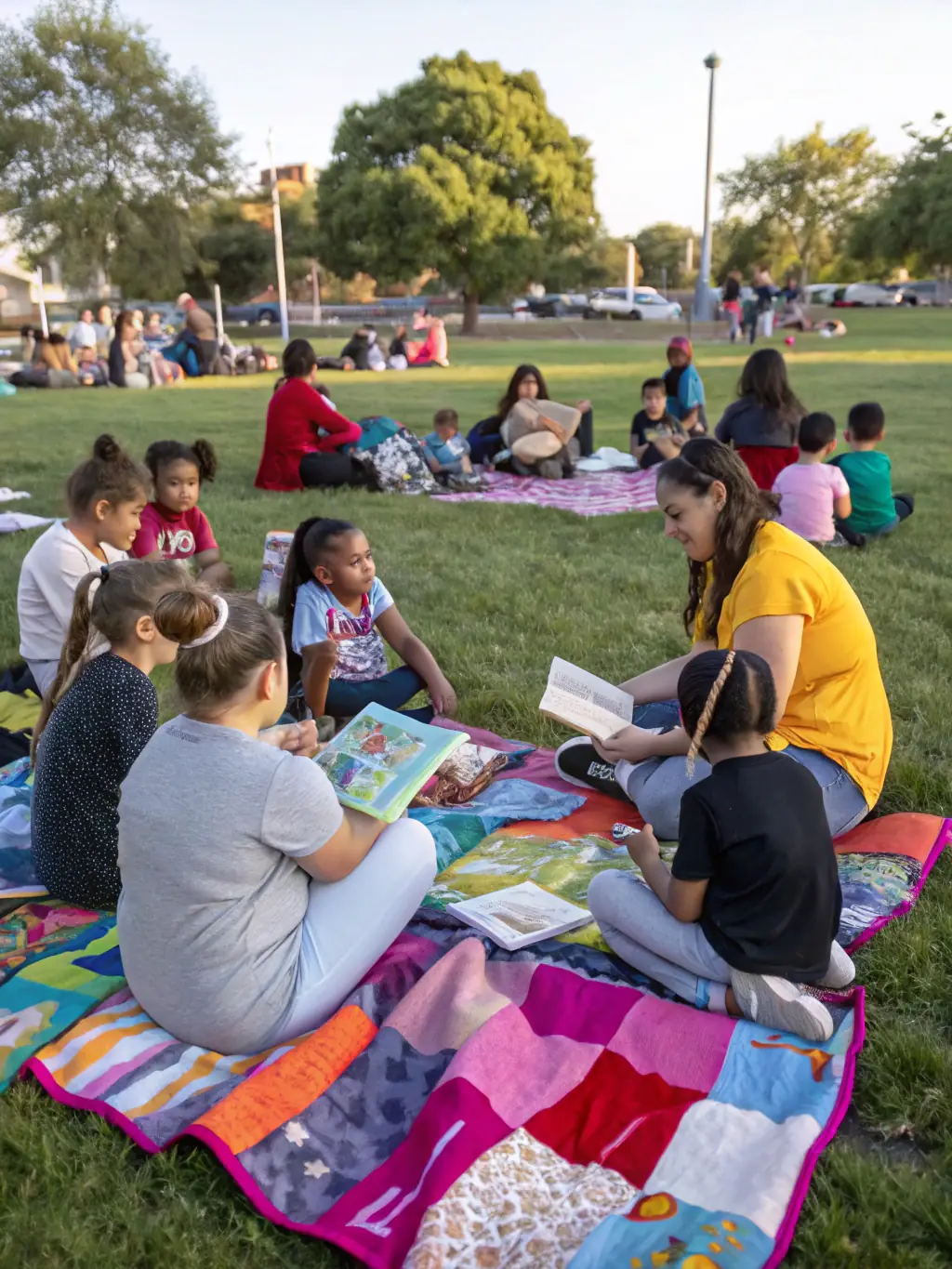 A visually appealing image of a community outreach event where BOOKS ARE MUTE is distributing artists' books and engaging with local residents.